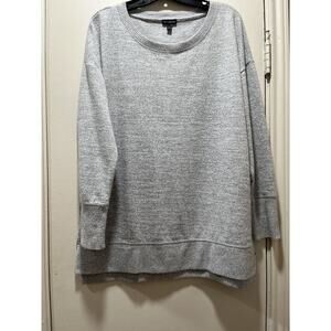 Talbots Sweatshirt Women LRG Gray Polyester Spandex Knit Top Soft Ribbed Cuffs